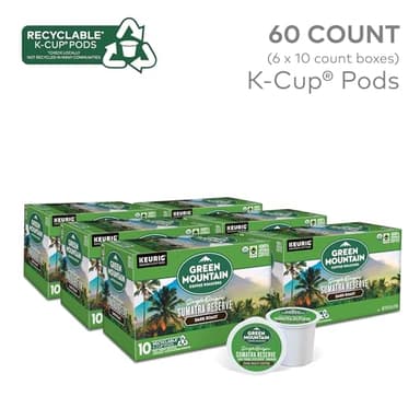 Green Mountain Coffee Roasters Sumatra Reserve, Keurig Single Serve K-Cup Pods, Dark Roast Coffee, 60 Count, (6 Packs of 10) - Image 2