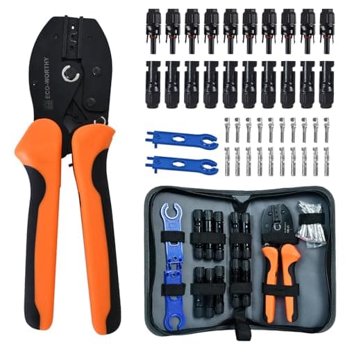 ECO-WORTHY Solar Crimper Tool Kit 13 PCS Solar Tools - a Crimper, 10 Pairs of Solar Connectors, 2 Pairs of Solar Connector Spanner Wrench for Solar Panel Cable Assembly and Installation - Image 1