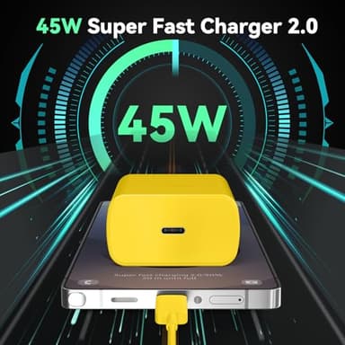 45W Samsung Super Fast Charger Type C,USB C Fast Charger 6.6ft Cable Cord Android Phone Charger Block for Samsung Galaxy S24 Ultra/S24/S24+/S23 Ultra/S23/S23+/S22/S21/S20/Note 10/20, Galaxy Tab,yellow - Image 6