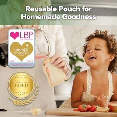 haakaa Pouch Reusable Baby Food Pouch, Reusable Pouches for Toddlers Kids Squeezable Pouch, Washable Freezer - Make Homemade Organic Food for Babies/Toddlers, 4oz, 2 Pack (Yellow) - Image 2