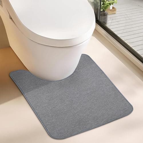 Bosap Toilet Rugs U Shaped Bathroom Rug,Machine Washable Non Slip Quick Dry Super Absorbent Ultra Thin Toilet Mats for Bathroom Toilet.Grey,1'8"x2'(20x24inch) - Image 1