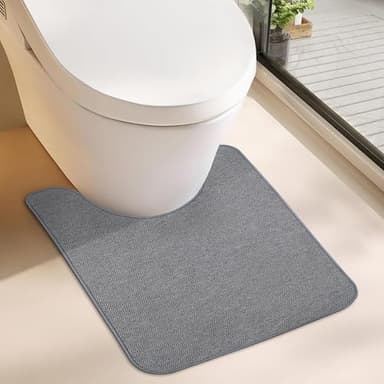 Bosap Toilet Rugs U Shaped Bathroom Rug,Machine Washable Non Slip Quick Dry Super Absorbent Ultra Thin Toilet Mats for Bathroom Toilet.Grey,1'8"x2'(20x24inch) - Image 1