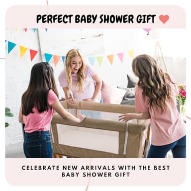 Bassinet Bedside Sleeper for Baby 6 Months, Convertible Cosleeping Baby Bed Attach to Bed with Wheels, Mattress, Storage Diaper Caddy, 6 Adjustable Height, Breathable Mesh Drop Down Side, Gold - Image 9