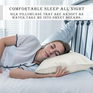 Silk Pillow Cases 2 Pack Soft Breathable and Sliky King Size Pillow Cases Set of 2,Natural Mulberry Satin Silk Pillowcase with Hidden Zipper for Hair and Skin (Ivory,20"X 36",2pcs) - Image 6