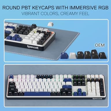Redragon K689 Wired Gasket RGB Gaming Keyboard, 108 Keys Mechanical Keyboard w/Extra 4 Hotkeys, Upgraded Hot-swappable Socket, 3-Layer Noise Dampening, Mixed Color Keycaps, Custom Linear Switch - Image 6