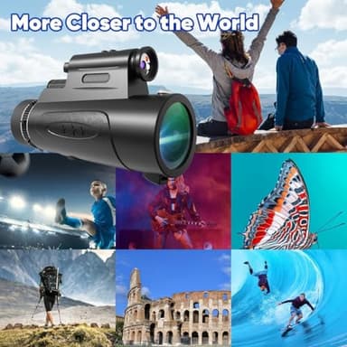 Monocular Telescope with Lights HD Monoculars 80x100 for Adults High Powered Monocular for Hunting with Smartphone Holder & Tripod, Handheld Telescope Suitable for Bird Watching Stargazing-Black - Image 6