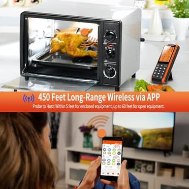 PRAVETTE Smart Bluetooth Meat Thermometer - Long Range Wireless Food Thermometer, Digital Meat Thermometer with Dual Probes for BBQ Grill, Oven, Smoker, Air Fryer - Image 6