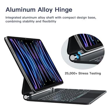 RAYMCRAFT for iPad Air 11-inch (M3 2025 / M2 2024) & iPad Pro 11 inch(1st/2nd/3rd/4th Gen), Magic Keyboard for Air 4/5 10.9", Springy Backlit Keys, Stain-Resistant Surface, Multi-Touch Trackpad, Black - Image 8