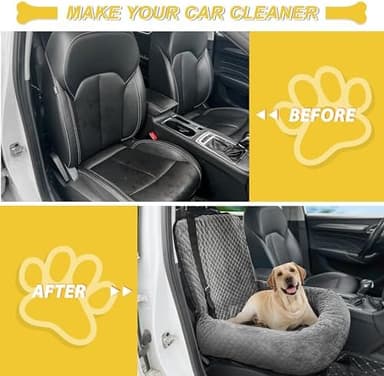 Dog Car Seat for Small Medium Dogs,Detachable Washable Travel Safety Pet Booster Seat, Comfy Ultra Soft and Multifunctional Car Travel Bed,Grey - Image 5