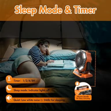 40000mAh Battery Powered Camping Fan - 136H Max Cooling, Rechargeable Battery Operated Oscillating Floor Fan with Charger, Remote & Hook, Portable for Tent Outdoor Patio Garage Hurricane Power Outage - Image 7