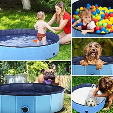 Eooqi Foldable Dog Pool, Portable Pet Bath Tub and Kiddie Swimming Pool, Collapsible Bathtub for Puppies, Small, Medium and Large Dogs, Cats and Kids, 32 x 8 in, Blue - Image 8