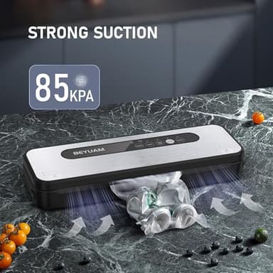 Vacuum Sealer Machine -85KPA Food Vacuum Sealer - 5 in1 Food Sealer Vacuum Sealer with Dry&Moist Modes, Includes 15PCS Storage Bags, 1 Air Suction Hose, 1Cutter - Image 9