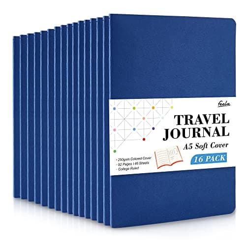 feela 16 Pack Soft Cover Journal Bulk, Lined Notebooks College Ruled for Work for Women Girl Writing, Blank Travel Journal Note Taking Notebook School Business Supplies, 8.2” x 5.5”, A5, Navy - Image 1
