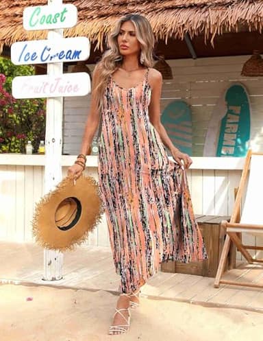 Zeagoo Womens Floral Summer Dress Ladies V Neck Dresses with Pockets Casual Summer Maxi Dresses for Women 2025, Pattern-3,M - Image 4