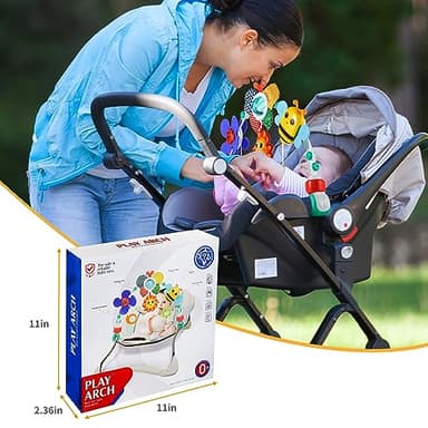 Lynncare Adjustable Arch Bassinet Toys for Infant & Toddlers, Stroller Arch, Baby Crib Toys with Fascinating Hanging for Stimulating Baby’s Senses and Developing Motor Skills - Image 6