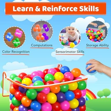 200 Ball Pit Balls for Toddlers with Storage Bag - 7 Bright Colors, Crush Proof, Great Play Toys for Tents, Pools, and Party - Image 4