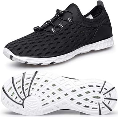 DOUSSPRT Women's Water Shoes Quick Drying Sports Aqua Shoes Blackwhite Size 11 - Image 1