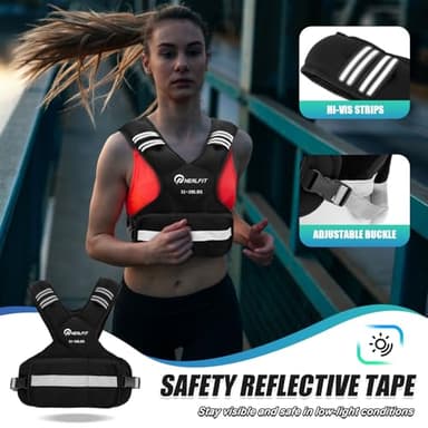 NEALFIT Weighted Vest for Women and Men, 5-10lb/11-20lb/18-30lb Adjustable Weighted Vest with Reflective Strip, Body Weight Vest for Walking, Running, Fitness, Strength Training (Black, 11-20 lbs) - Image 4