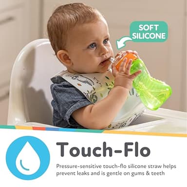 Nuby No-Spill Sippy Cup with Flex Straw for Boys - (3-Pack) 10-Ounce Bottles - Training Sippy Cups for Toddlers 12+ Months - Image 2