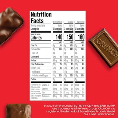 Butterfinger, CRUNCH and Baby Ruth Minis, Assorted Candy Bars, Great for Sharing, Bulk 90 Count Variety Pack, 32.4 oz - Image 3