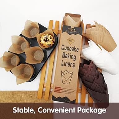 Bake Choice Nordic Paper 200pcs White Tulip Cupcake Liners for Baking Cups EU Parchment paper Tulip Muffin Liners, Cupcake Wrapper for Party, Christmas - Image 3