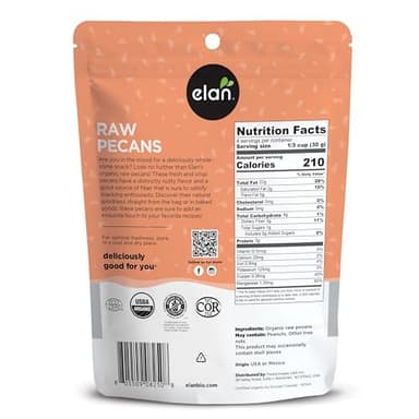 Elan Organic Raw Pecans, 4.4 oz, Unsalted, Unroasted, Shelled Raw Nuts, Non-GMO, Vegan, Gluten-Free, Kosher, Healthy Snacks - Image 2