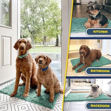 Muddy Mat® 2-Piece Seafoam Green Medium 30"X19" AS-SEEN-ON-TV Highly Absorbent Microfiber Door Mat, Bath Mat and Pet Rug, Non Slip Thick Washable, Soft Chenille for Kitchen Bedroom Indoor and Outdoor - Image 7