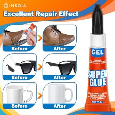 Super Glue Gel Clear Non-Drip, 48 X 3g All Purpose Strong Adhesive Ca Glue Quick Dry Instant Glue for Plastic, Metal, Ceramic, Shoe, Wood, Leather, Model, Aquarium, Rhinestone, Jewelry and DIY Crafts - Image 5