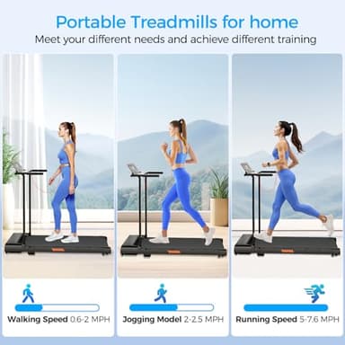 Treadmill with Handle Bar, 3.0HP Walking Pad Treadmill, Portable Compact Walking Pad with Handle, Treadmills for Home Samll Space, Running Electric Small Treadmills, 320 LBS Capaticy,LED Display - Image 5