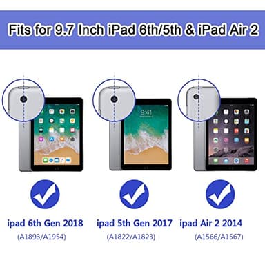 OKP Case for iPad 6th Generation/iPad 5th Generation/iPad 9.7 inch/iPad Air 2, Shockproof Case for iPad 9.7 inch 2018/2017 with Kickstand, Black+Blue - Image 2