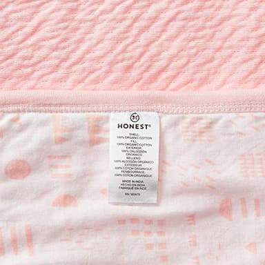 HonestBaby Matelasse Reversible Receiving Blanket 100% Organic Cotton for Baby Boys, Girls, Pattern Play White/Pink, One Size - Image 2