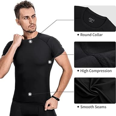 Niksa Men's Compression Shirts 3/5 Pack, Short Sleeve Athletic Compression Tops Cool Dry Workout T Shirt - Image 4