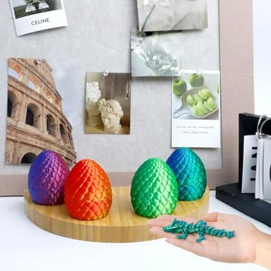 4PCS 3D Printed Dragon Eggs with Dragon Inside, Mini Mystery Egg Articulated Crystal Fidget Toy, Home Office Decor Executive Gift, Surprise 3D Printed Animals Toy Set (Set C) - Image 5