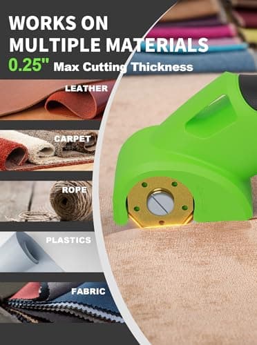 Virsin 4V 2000mAh Cordless Cardboard Cutter, Electric Scissors for Cardboard with 2 Titanium Blades,LED & Safety Lock,Max Cutting1/4",Rotary Cutter for Fabric,Gifts for Men&Women - Green - Image 5