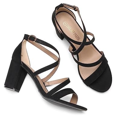 DREAM PAIRS Women’s Ankle Strap Dress Pump Low Chunky Heel Sandals,Size 9,Black/Suede,MADISON - Image 5