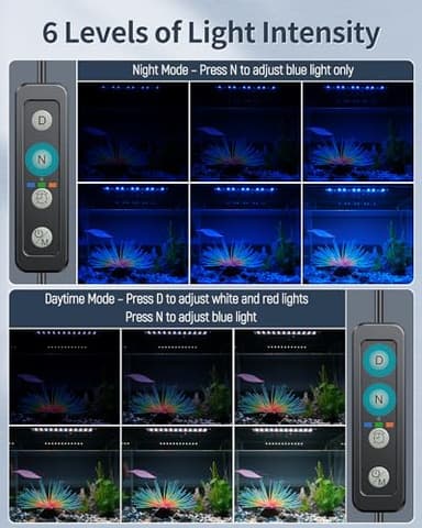 Pawfly 18 W Aquarium LED Light for 24 to 30 Inch Extendable Fish Tank Light with Full Spectrum Brilliant White Blue Red Lights with Daytime & Night Modes Timer Auto On/Off Adjustable Brightness - Image 5