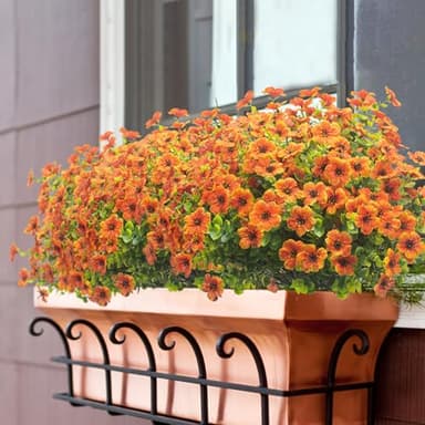 Grunyia 10 Bundles Artificial Fall Flowers Outdoor UV Resistant Fake Flowers(Orange) - Image 6