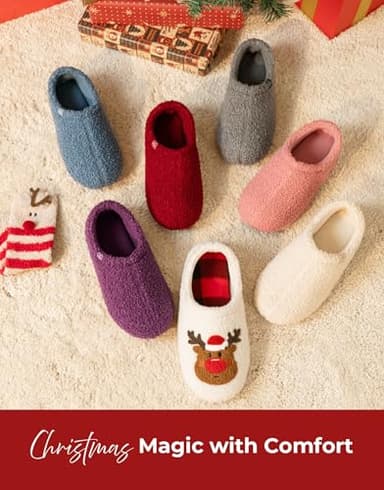 HomeTop Women's Fuzzy Curly Fur Memory Foam Loafer Slippers Bedroom House Shoes with Polar Fleece Lining (7-8, Purple) - Image 6