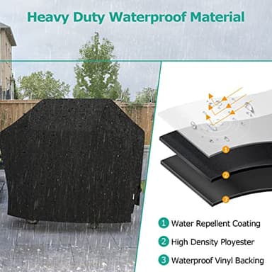 SunPatio Grill Cover 55 Inch, Outdoor Heavy Duty Waterproof Barbecue Gas Cover, UV & Fade Resistant, All Weather Protection Compatible for Weber Charbroil Nexgrill Kenmore Grills and More, Black - Image 3