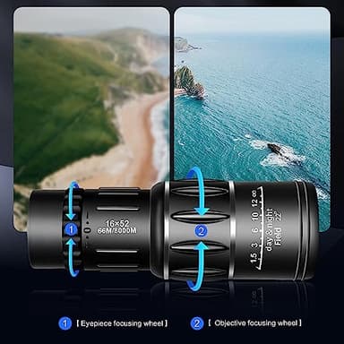 16X52 Hd Monocular for Adults-FMC Compact Monocular Handheld monocular Telescope for Birds Watching, Wildlife, Concert,Focus Scope with Wrist Strap, Gift for Father - Image 6