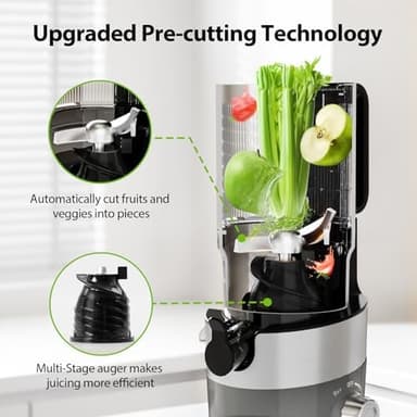 Aeitto Cold Press Juicer with 4.9" Large Feed Chute, Fits Whole Vegetables and Fruits, Professional Juice Maker,Grey - Image 6