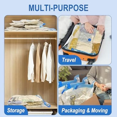 Fygrip 16 Pack Vacuum Storage Bags with Hand Pump, 4 Jumbo + 4 Large + 4 Medium + 4 Small Plastic Packaging Bags, 80% Space Saver Vacuum Seal Bags for Clothing, Travel Lugggage, Blankets, Comforters - Image 4
