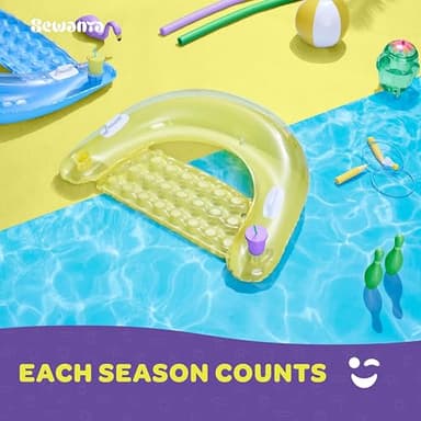 Pool Floats Adult [Set of 4] Inflatable Chair Floats with Cup Holders & Handles - Happy Colorful Pool Floaties - Pool Float Comes in 2 Fun Colors, Blue & Yellow, A Relaxing Floats for Swimming Pool. - Image 7