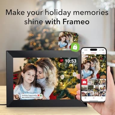 Frameo 10.1 Inch WiFi Digital Picture Frame with 1280 * 800P IPS Touch Screen HD Disply,Video Clips and Slide Show,Auto-Rotate, Wall Mountable,Send Photos Instantly from Anywhere with via Frameo APP - Image 2