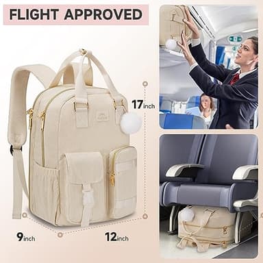 MATEIN School Backpack for Girls, 15.6 Inch Cute College Backpack Corduroy Computer Bookbag with USB Charging Port, TSA Lightweight Kawaii Travel Laptop Backpack Aesthetic for Teens Students, Beige - Image 4