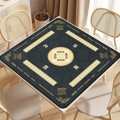 2F22E Mahjong Mat - Non-Slip Noise Reduction Gaming Mat 32.4x32.4 Inch for Mahjong/Poker/Board Games/Card Games/Dominoes (Black) - Image 5
