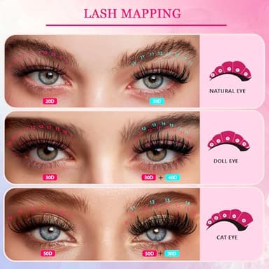 Waltz Lash Clusters Kit - Lash Clusters Lash Extension Kit with Bond and Seal Eyelash Cluster 20D30D40D50D-0.07D Cluster Eyelash Extensions Eyelash Extension Kit DIY at Home - Image 4