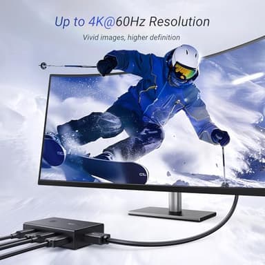UGREEN HDMI KVM Switch 1 Monitor 2 Computers, with 4 USB Ports 4K@60Hz KVM Switches for Sharing One Monitor Keyboard Mouse Printer with 2 HDMI Cables, 2 USB Cables, Desktop Controller - Image 8