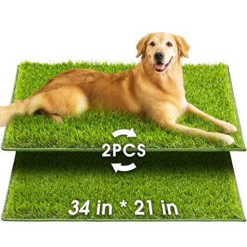 Hompet Artificial Grass for Dogs, 34"x21", Professional Dog Grass Mat, Easy to Clean with Drainage Holes, Potty Training Pad and Replacement Fake Grass Turf, Outdoor Rug Patio Lawn Decoration - Image 1