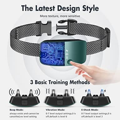 NBJU Bark Collar for Dogs,Rechargeable Anti Barking Training Collar with 7 Adjustable Sensitivity and Intensity Beep Vibration for Small Medium Large Dogs (Blackish Green) - Image 2